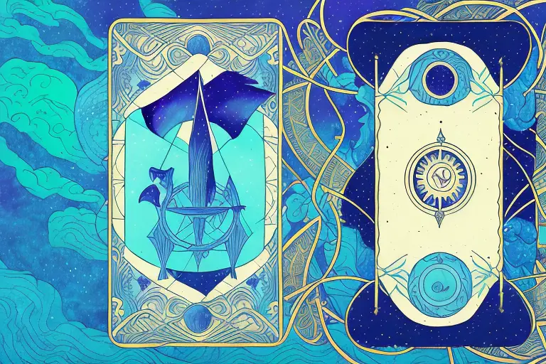 A tarot card spread with a mysterious and magical atmosphere