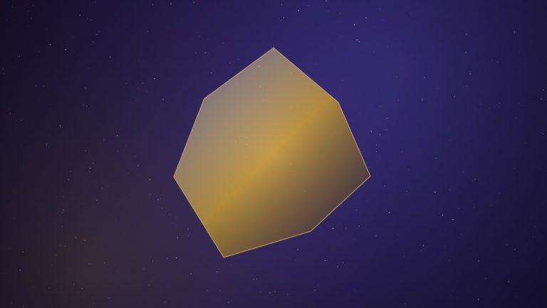 A faceted crystal form lit in gold on a deep indigo background, representing starting out in ghost hunting
