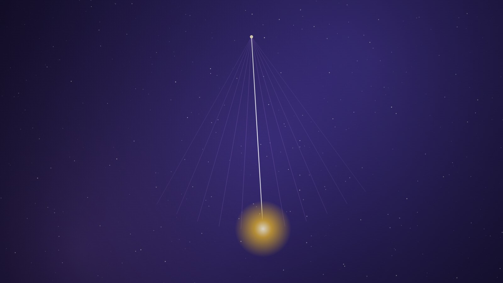 A glowing dowsing pendulum swinging with trails of light