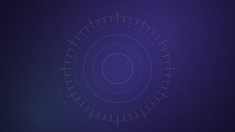 Radiating rings of cyan light on dark indigo, representing electromagnetic field measurement