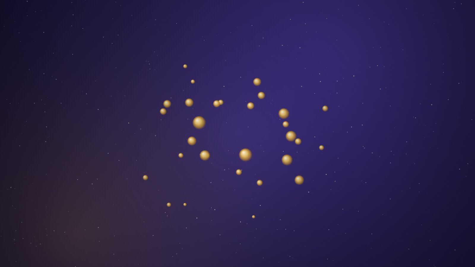 Scattered glowing gold nuggets on a dark indigo field